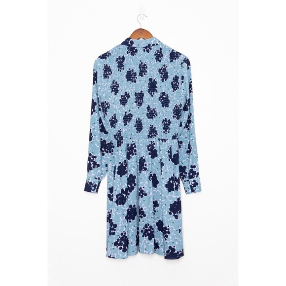 Kate Spade Bubble Dot Smocked Shirt Dress | Blue Floral | Long Sleeve | Size 4 - Picture 3 of 8
